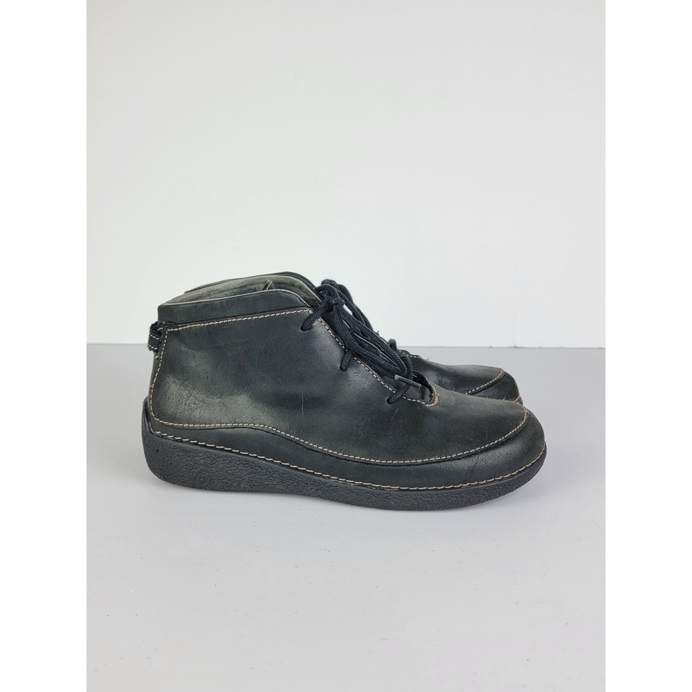 Duluth Trading Co Andina Ankle Boots Women 7.5 Black Leather Chukka Gorpcore‎